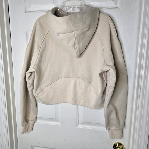 Cream Hoodie sherpa lined cropped womens M‎ - Picture 10 of 13